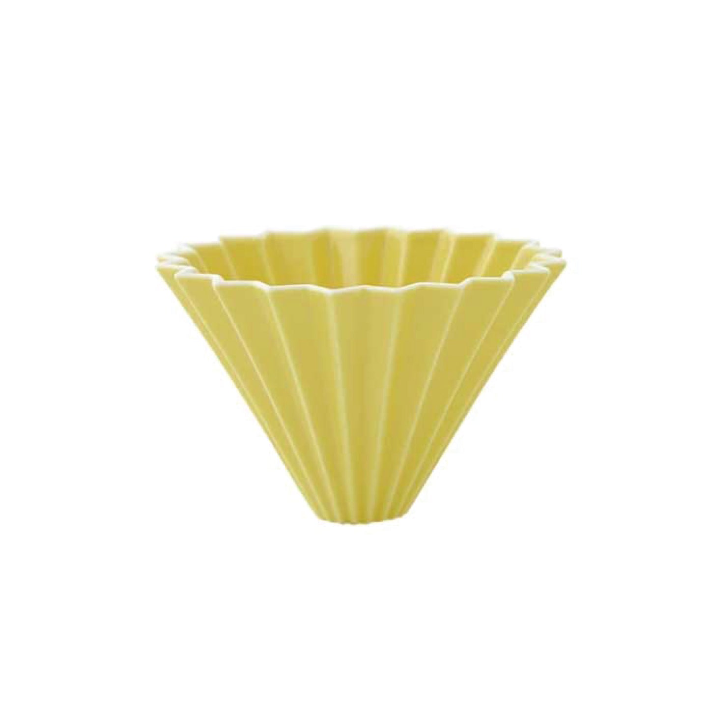 Yellow Origami Dripper with wood