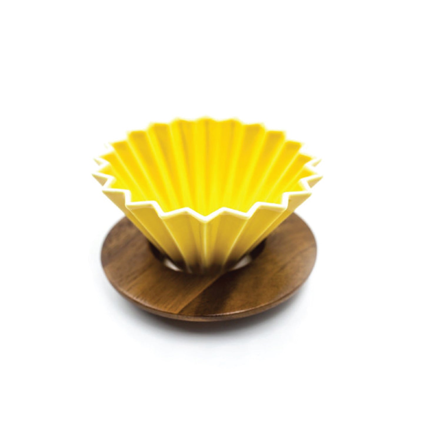 Yellow Origami Dripper with wood