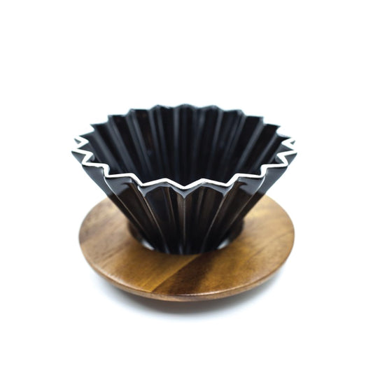 Black Origami Dripper with wood